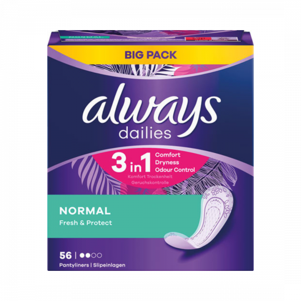 Always dailies 3in1 Fresh & Protect Normal, Slipeinlagen, 56 Stück